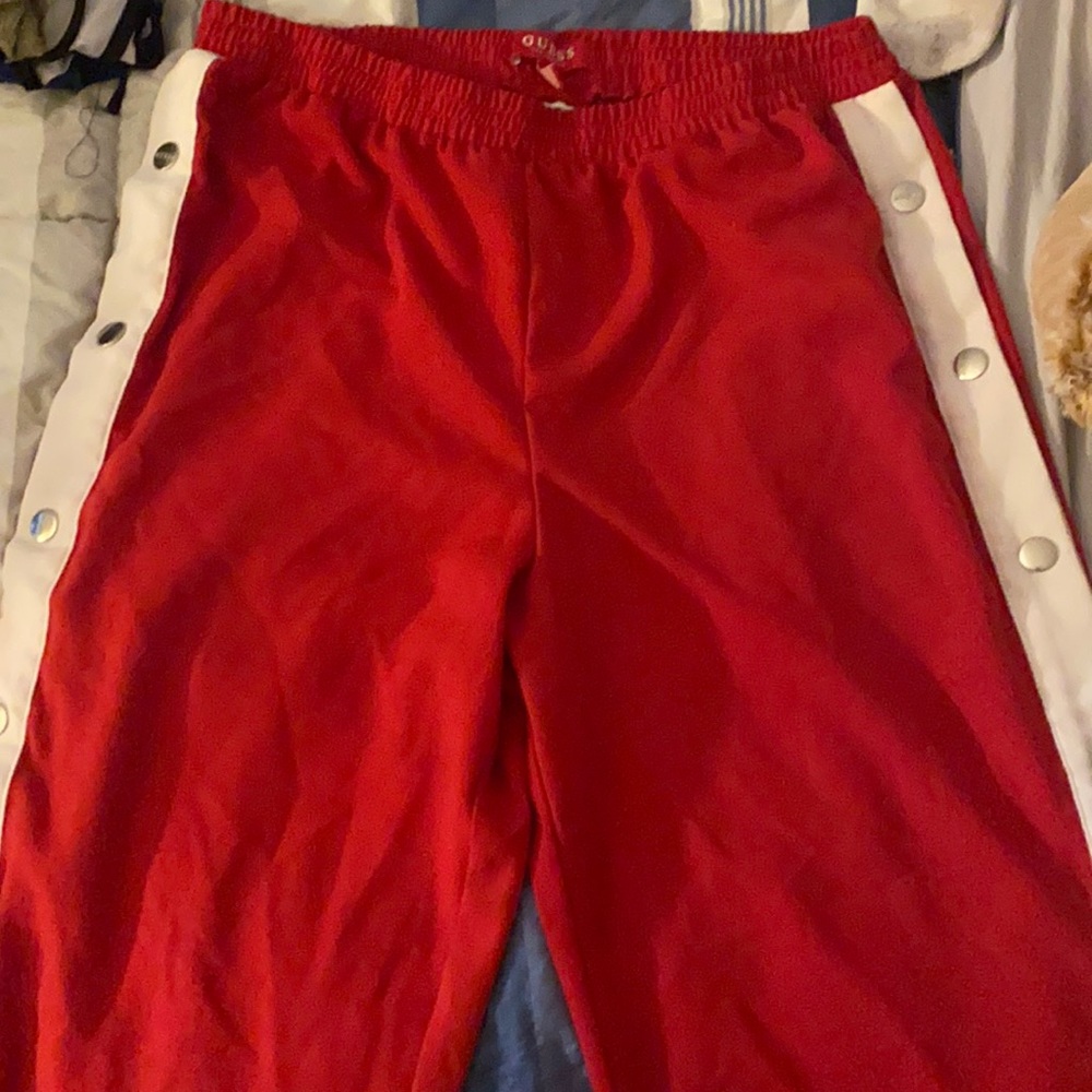 Red guess open up pants